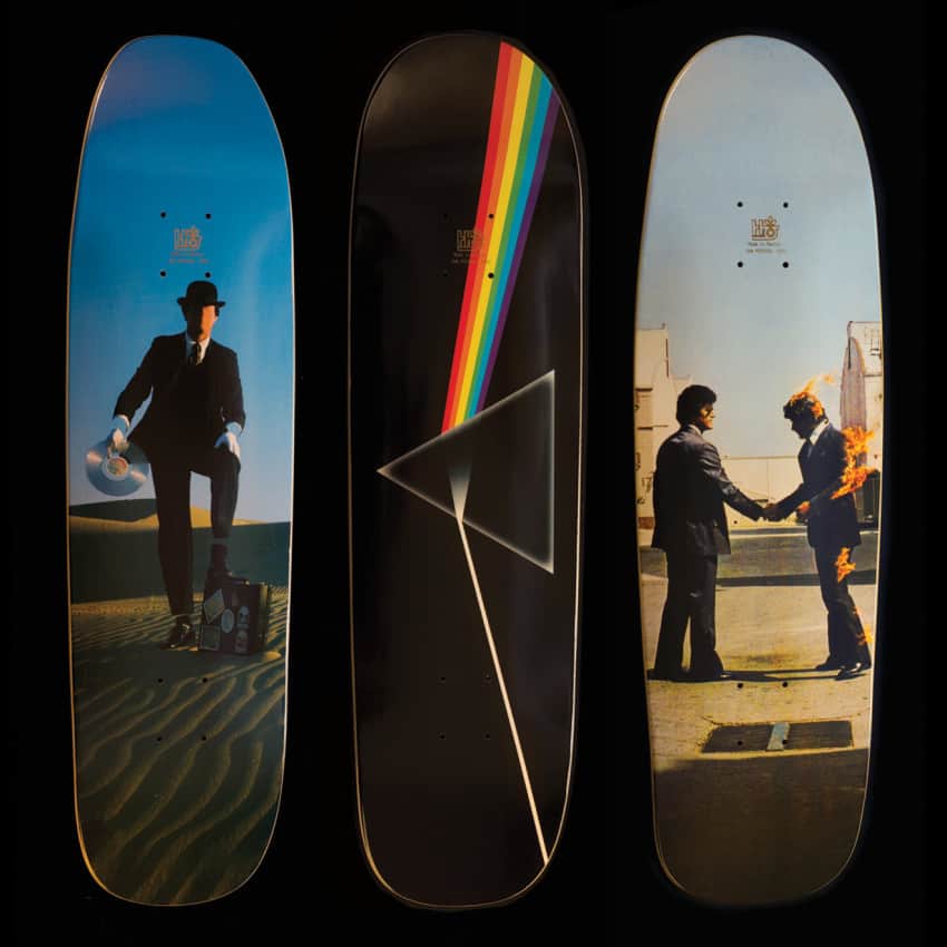 Tablas de skate con el arte de Pink Floyd
